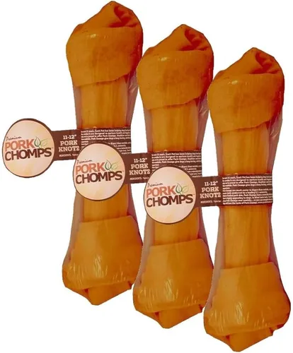 Vista 6 de Pork Chomps Masticables de piel de cerdo asada para perros, nudos de 6 pulgadas, 6