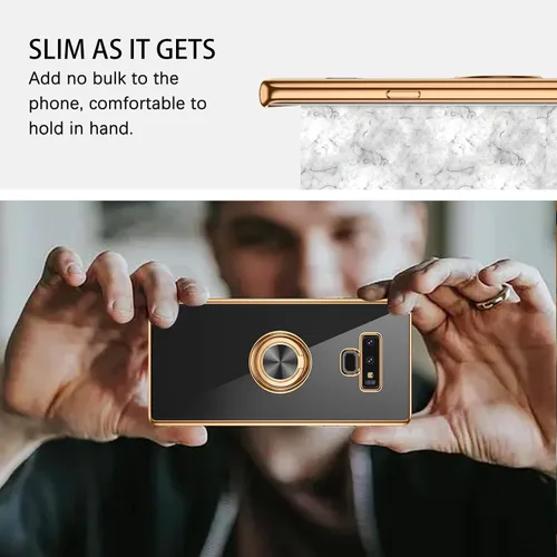 Vista 6 de DUEDUE Funda para Samsung Galaxy Note 9 con soporte de anillo, rotación de 360 grados, dedo magnético para coche, TPU suave, delgada, a prueba