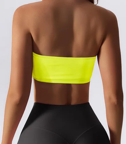 Vista 4 de Boudaner Sujetador deportivo con relleno para mujer, sin tirantes, sin tirantes, sólido, sin costuras, para yoga, entrenamiento, bralette