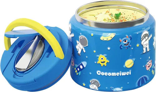 Vista 9 de Termo de 11.8 oz para Alimentos Calientes, Termo para Sopa de Acero Inoxidable, Contenedor de Comida Caliente con Cuchara Plegable, Tapa Abatible