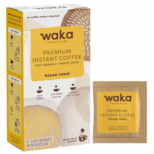 Vista 13 de Waka - Café instantáneo de calidad, tostado medio descafeinado, granos arábica y liofilizados. Bolsa de 35 porciones para café instantáneo caliente