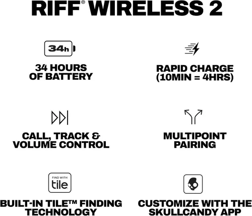 Vista 9 de Skullcandy Riff Wireless 2 Auriculares Bluetooth en la oreja - Negro Negro verdadero