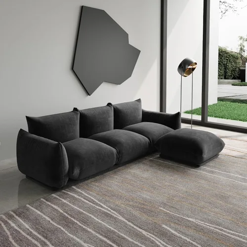 Vista 21 de WJShome - Sofá seccional modular, sofá de chenilla de 264 cm de lana minimalista, sofá convertible de 3 plazas, sofá de sala de estar ancho