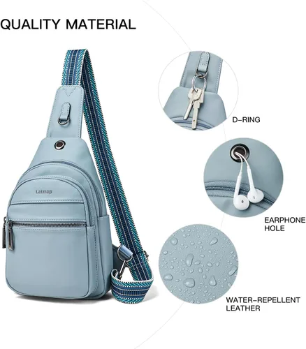 Vista 5 de Bolsa bandolera de 7 litros para mujeres y hombres, bolsa cruzada de hombro, mochila, cangurera, bolsa de viaje de piel sintética