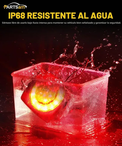 Vista 2 de Partsam Kit de luces traseras sumergibles para remolque, impermeables, de 12 V, luces LED cuadradas para remolque, halo brilla con arnés