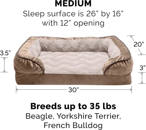 Vista 2 de Furhaven Cama de Gel Refrescante para Perros Medianos/Pequeños con Refuerzos Extraíbles y Funda Lavable, Para Perros de Hasta 35 lbs - Sofá