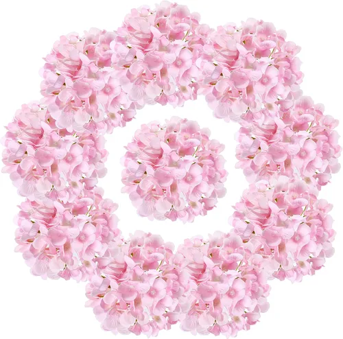 Vista 15 de 10 cabezas de hortensias de seda con tallos de flores artificiales para bodas, fiestas, decoración del hogar (negro)