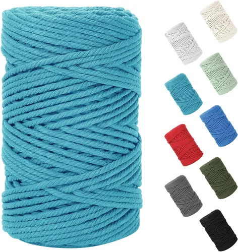 Vista 45 de Cuerda de macramé de 0.079 in x 220 yardas (656 pies), cuerda de algodón natural para colgar en la pared, ganchos de plantas, manualidades Verde