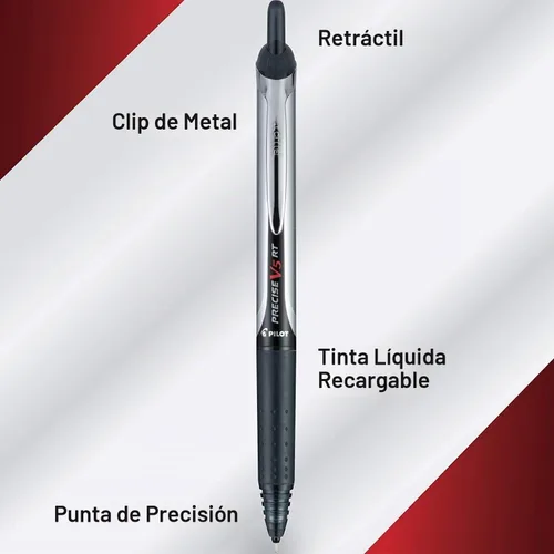 Vista 3 de PILOT, Bolígrafos de bola rodante recargables y retráctiles Precise V5 RT, punta extrafina de 0.5 mm, burdeos, paquete de 14