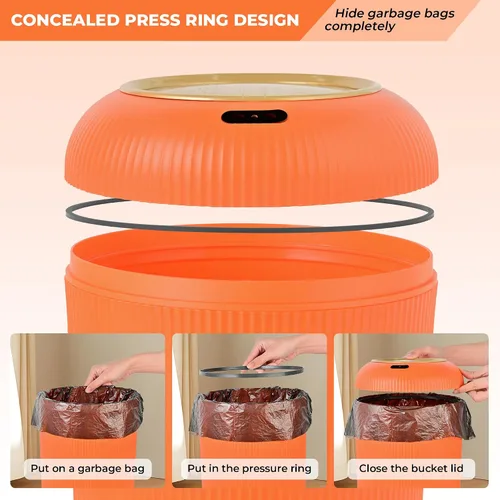Vista 37 de Pukomc Papelera con sensor inteligente, conveniente e higiénico, fácil de usar, sensor de tecnología, impermeable, papelera de plástico para cocina
