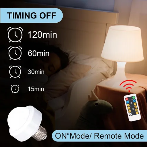 Vista 6 de Bombilla LED E27/E26 regulable, bombillas recargables con control remoto para dormitorio, oficina, sala de estar (1 unidad)