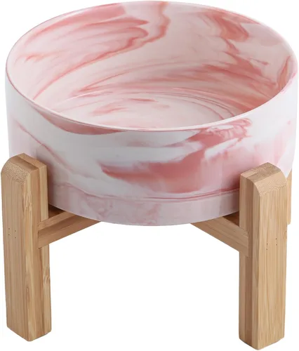 Vista 6 de Cuenco de cerámica elevado y elevado para perros de razas pequeñas y medianas, cuenco de agua con soporte, plato de alimentación pesado Gris
