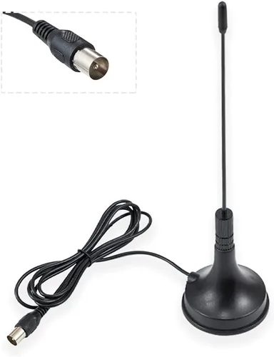 Vista 6 de DVB-T - Antena digital HDTV con base magnética - Poste telescópico de 5 secciones - Mini antena de TV VHF/UHF de 5dBi - Cable coaxial RG174 de 4.9
