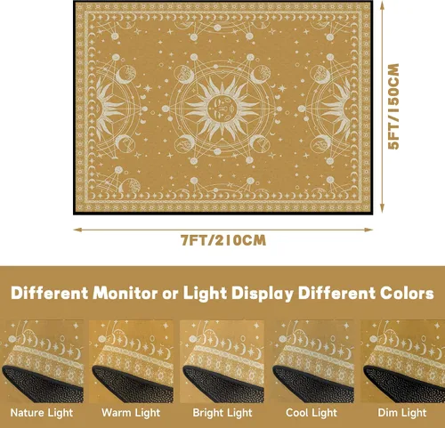 Vista 2 de alfombra de Sol y Luna Boho Celestial para dormitorio, sala de estar, alfombra bohemia oculta, media luna, solar, estrellas, galaxia, alfombra de 5