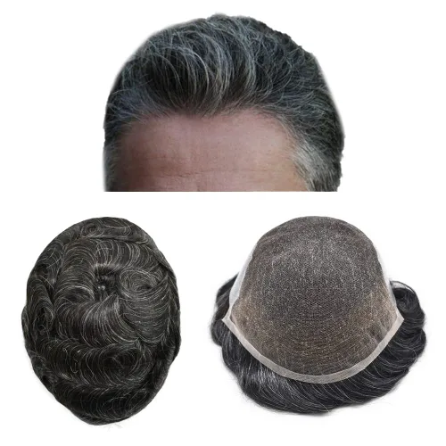 Vista 66 de Mens Toupee Human Hair Replacement System Swiss Lace Toupee For Men Hair Piece Protesis Capilar Mens Hairpiece 5X7#1 Jet Black 120% Density