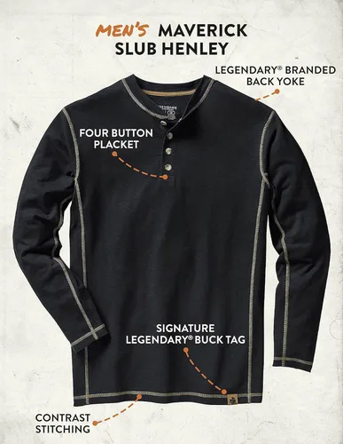 Vista 5 de Legendary Whitetails - Camiseta estilo Henley de Maverick Slub para hombre