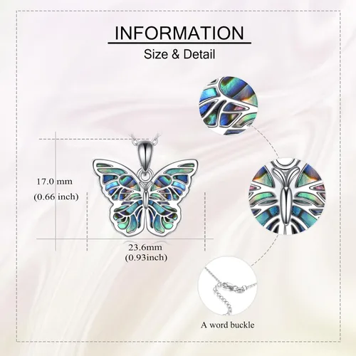 Vista 5 de URONE Collar con colgante de mariposa para mujer, plata de ley, joyería de mariposa, regalos para mujer
