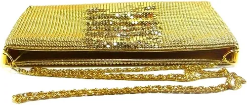 Vista 5 de Bolso de noche de malla metálica con cuentas de metal para mujer, para cóctel, fiesta, graduación, boda, banquete