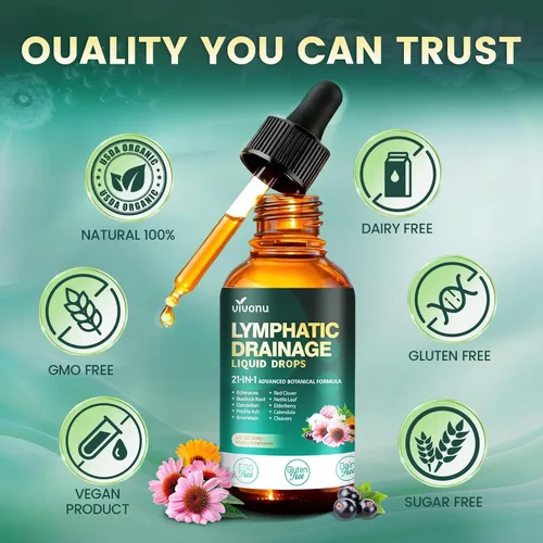 Vista 6 de 21-in-1 Lymphatic Drainage Supplements Drops, Immune & Lymph System Support Liposome Technology, Increase Absorption Rate with Echinacea