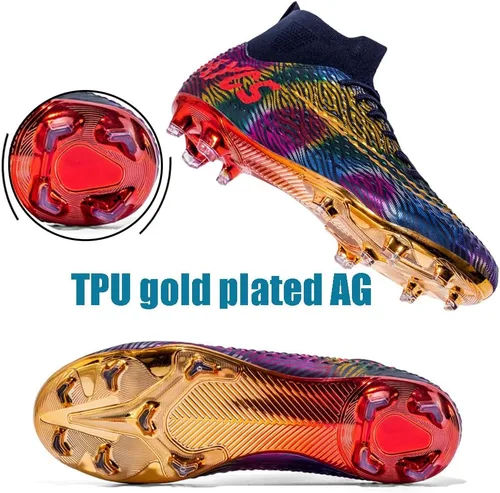 Vista 4 de Botas de fútbol para hombre, zapatos de fútbol, zapatos de punta, zapatos cómodos para adultos, atléticas, al aire libre, interior, competición