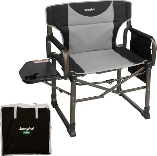 Vista 10 de SUNNYFEEL Silla de directores de campamento de gran tamaño, paquete de 2 sillas de campamento plegables portátiles para adultos, soporta 600 libras