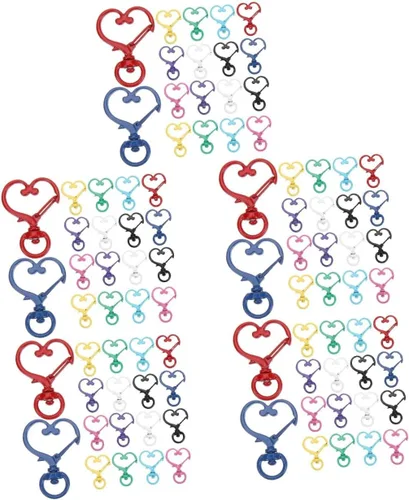 Vista 2 de 100 llaveros de corazón de durazno para manualidades, llavero de amor, llavero, clip, llavero a granel, clip de resorte, broche de presión