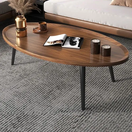 Vista 15 de Mesa auxiliar, moderna mesa de centro pequeña con 3 patas, mesa de cóctel de madera, mesa auxiliar de centro retro para sala de estar, fácil Negro