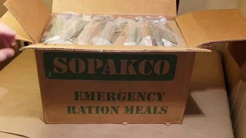 Vista 8 de Sopakco MRE Meals Ready-to-Eat Caja de 14 ct 10/20 Inspeccionar lote 7280 Reducido de sodio Compacto para llevar Nutrición estable