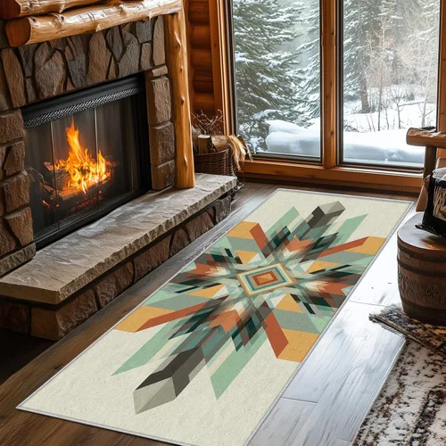 Vista 3 de Aztec Runner Rug 2x6 - Hallway Runner Rug Southwest Native American Rustic Boho Ethnic Retro Pattern, Non Slip, Washable, Aztec Home Decor Carpet