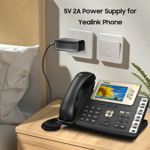 Vista 3 de Cargador de 5V 2A para teléfono IP Yealink SIP-T29G T46U T54W T57W T46S T48U T48S T58A T58-CAM T53W MP54 MP56 SIP teléfonos para equipos CP860