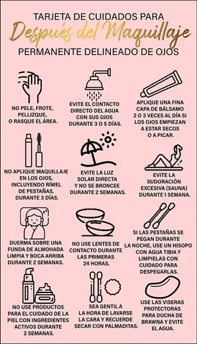 Vista 4 de BRAWNA Tarjeta De Cuidado Para Después Del Maquillaje Permanente Delineado De Ojos Español PMU Delineado De Ojos - Tarjetas de agradecimiento