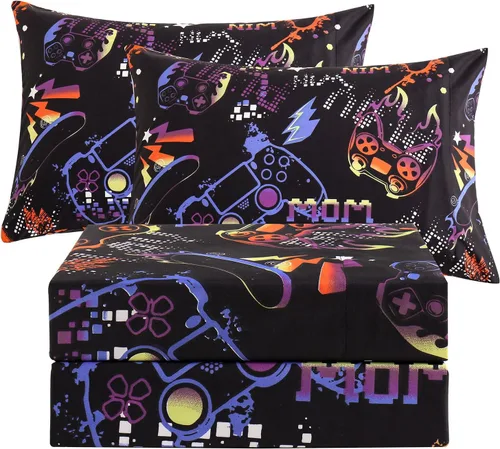 Vista 17 de JSD - Juego de sábanas de 3 piezas para niños, tamaño individual Soft Printed Microfiber Sheet and Pillowcase Set, OEKO-TEX Certified, 16 inch Deep