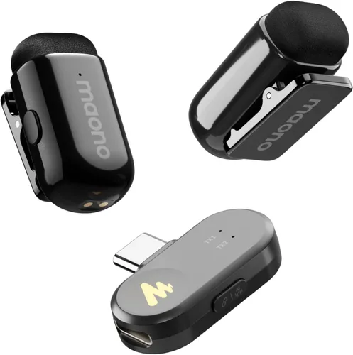 Vista 10 de MAONO Wave T1 Mini micrófono inalámbrico Lavalier para iPhone/Android, cancelación de ruido, filtro de voz AI, 30 horas utilizado con estuche