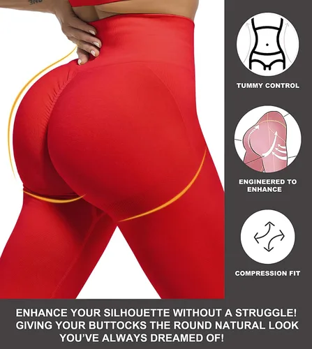 Vista 5 de CHRLEISURE Butt Lifting Workout Leggings for Women, Scrunch Butt Gym Seamless Booty Tight