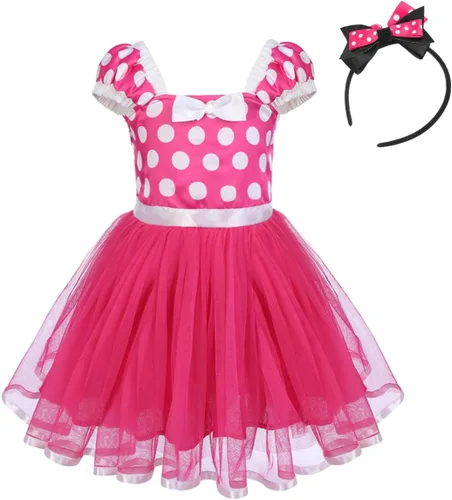 Vista 25 de IWEMEK - Maillot de ballet con diadema para niña con lunares, disfraz con diadema, leotardo
