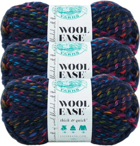 Vista 42 de Lion Brand Yarn - Ovillo de lana Wool-Ease Thick & Quick color fuerza aérea Super Bulky Wool Acrylic Blend Fiber for Soft Hats, Sweaters, Chunky
