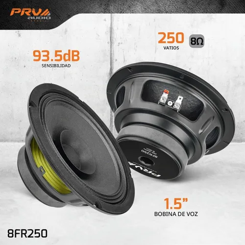 Vista 2 de PRV AUDIO 8FR250 Altavoz de rango completo de 8 pulgadas, 8 ohmios, 250 vatios de potencia de programa continuo, 125 vatios de potencia RMS, 93.5