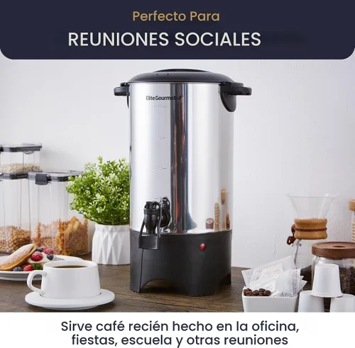 Vista 7 de Elite Gourmet CCM040 - Urna de café de acero inoxidable de 40 tazas, filtro extraíble para una fácil limpieza, dispensador bidireccional con asas
