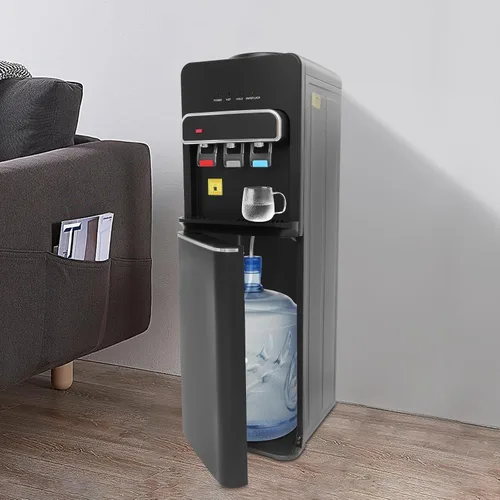 Vista 2 de Dispensador de agua de carga inferior de 5 galones, enfriador de agua con boquillas de agua caliente y fría para oficina, hogar, sala de estar Negro