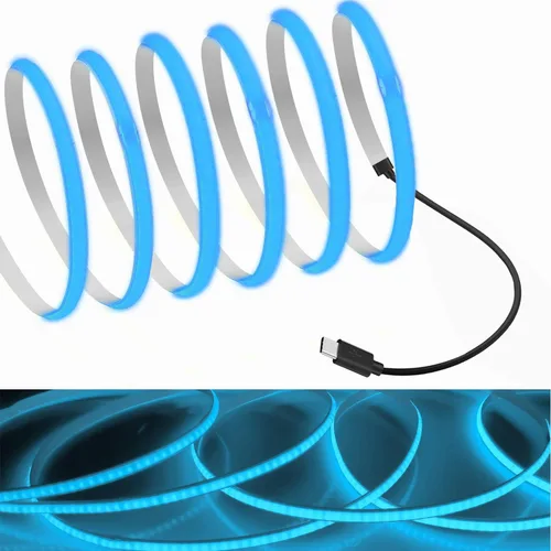 Vista 4 de MDee Tira de luces LED tipo C COB de 1.64 pies/1.6 ft - Flexible 0.197 in Oculta DC 5V Cinta LED con 320 LEDs/m para iluminación cálida (2700 K).
