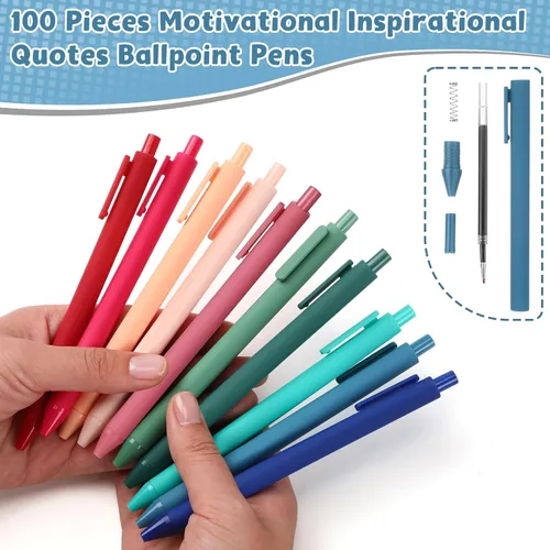 Vista 3 de Teling 100 bolígrafos inspiradores a granel motivacionales a granel con frases divertidas, regalo de agradecimiento positivo para adultos de regreso
