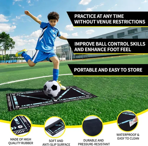 Vista 6 de 2 Set Kids Soccer Goals for Backyard with Training Equipment, Portable Foldable Practice Nets with Ball, Dice & Mat, Cones, Air Pump and Carry Bag