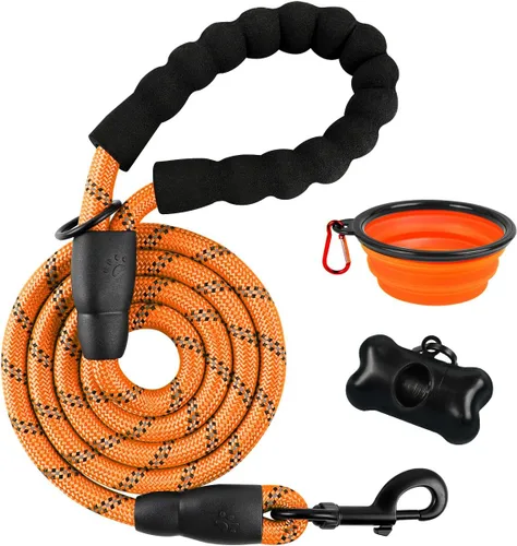 Vista 36 de BARKBAY - Correas para perros grandes, resistentes, de 4/5/6 pies, con cómoda asa acolchada y hilos altamente reflectantes para perros medianos