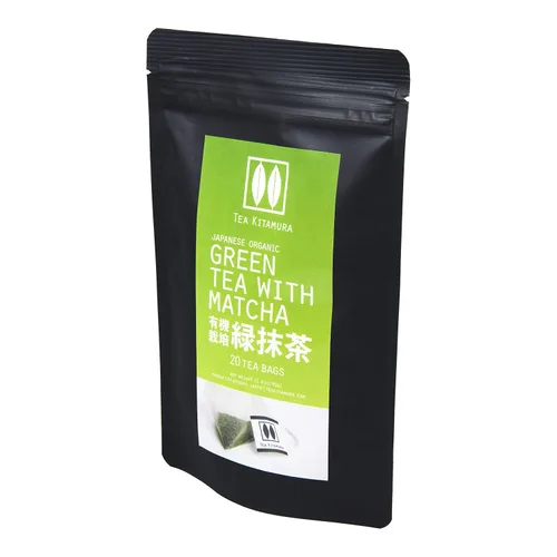 Vista 2 de Té verde matcha japonés orgánico de origen único (Ryoku-Matcha) 20 bolsas de té de Tea Kitamura