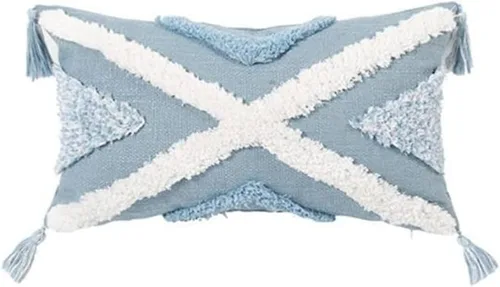 Vista 8 de Funda de almohada geométrica con borlas, funda de almohada copetuda, funda de cojín lumbar bohemia para sofá, sala de estar y cama, color blanco, 12