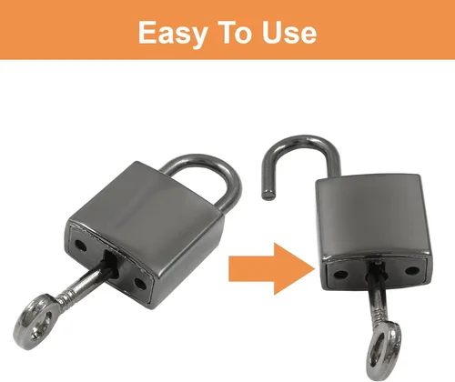 Vista 4 de Piutouyar Mini cerradura con llave, cerradura de equipaje pequeña, candado pequeño con llaves, cerradura de diario de metal, cerradura de bronce