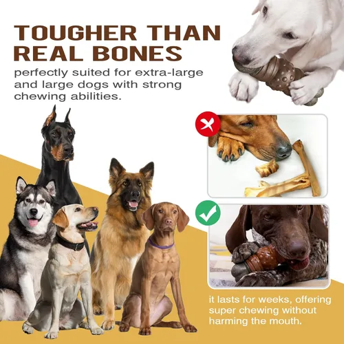 Vista 3 de Juguetes masticables para perros para masticadores agresivos, juguete indestructible resistente chirriante interactivo para perros, juguete