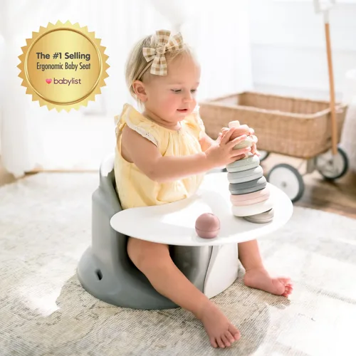Vista 2 de Upseat El piso ergonómico original para bebé y asiento elevador con bandeja, desarrollado con fisioterapeutas para una postura vertical y un Gris