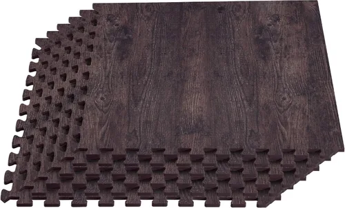 Vista 12 de Azulejos de espuma estampada de 3/8 de pulgada de grosor Forest Floor, tapetes de espuma de grano de madera entrelazados de primera calidad, piso