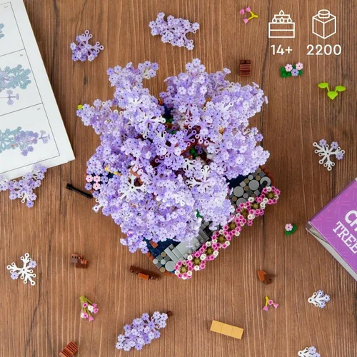 Vista 4 de HIGH GODO - Set de construcción micro de árbol bonsái de flor de cerezo, modelos de casa de árbol sakura japonés, kit de construcción